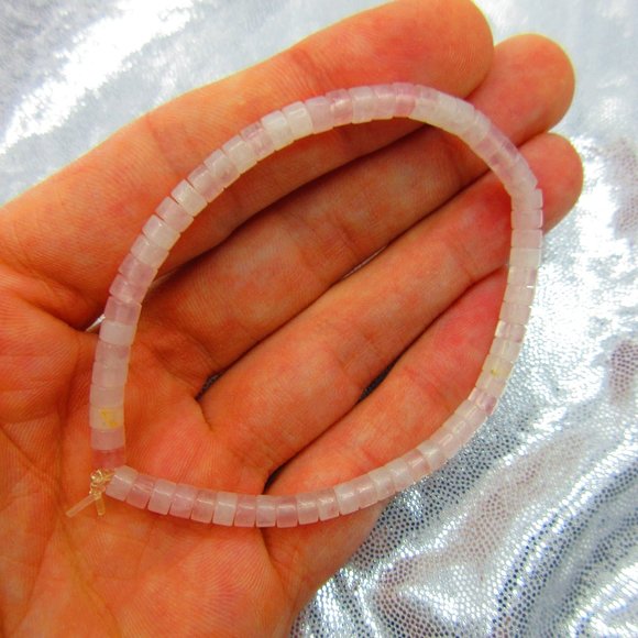 Rose Quartz 4mm Heishi 7" Stretchy Gemstone Bracelet - Picture 1 of 3